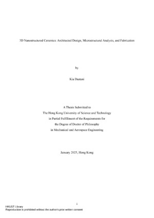 3D nanostructured ceramics : architected design, microstructural analysis, and fabrication