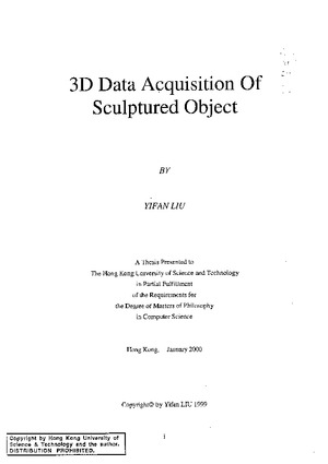 3D data acquisition of sculptured object