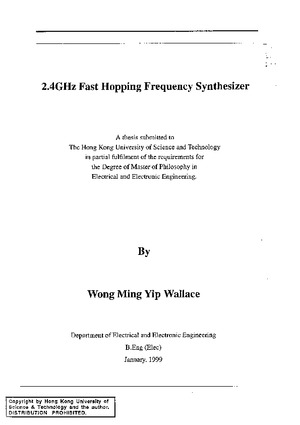 2.4GHz fast hopping frequency synthesizer