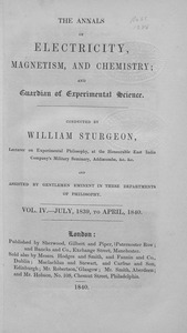 Annals of electricity, magnetism, and chemistry and guardian of experimental science